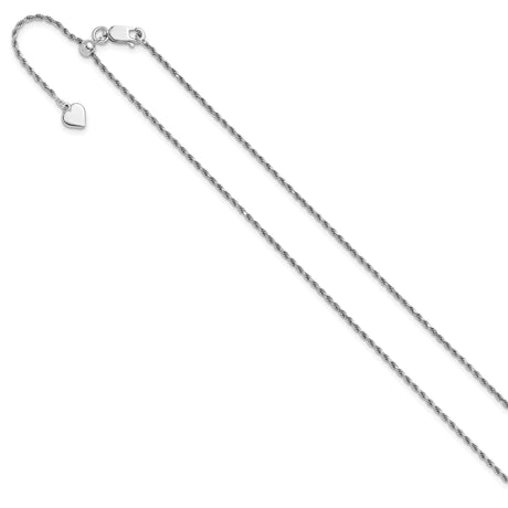 925 White Gold 1.4 mm Rope Chain Necklace, Polished