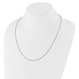 925 White Gold 1.4 mm Rope Chain Necklace, Polished detail view