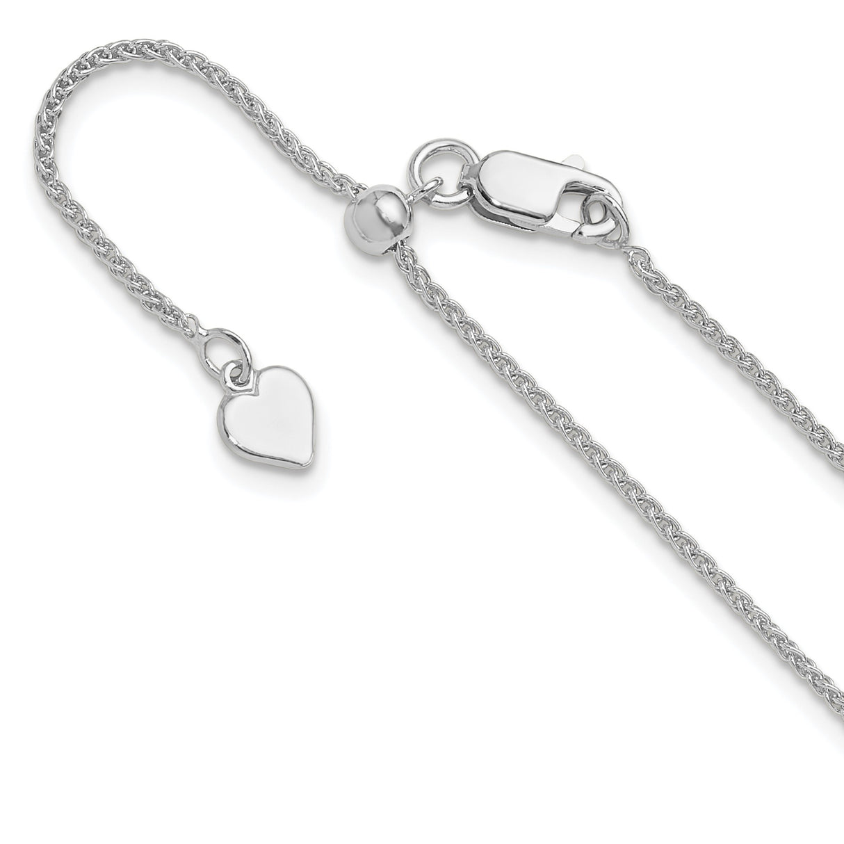 925 White Gold 1.3 mm Polished Chain Necklace detail view