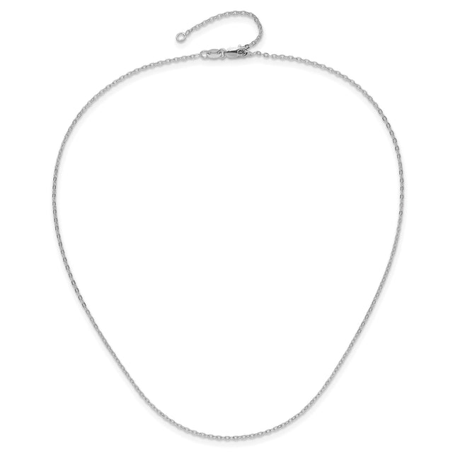 925 White Gold 1 mm Polished Chain Necklace, Solid alternate angle