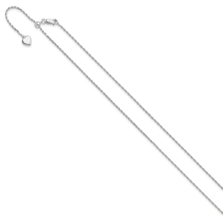 925 White Gold 1.2 mm Rope Chain Necklace, Polished