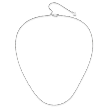 925 White Gold 1.2 mm Rope Chain Necklace, Polished alternate angle