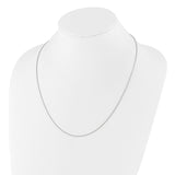 925 White Gold 1.2 mm Rope Chain Necklace, Polished detail view