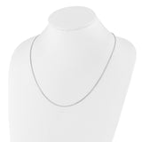 925 White Gold 1.1 mm Box Chain Necklace detail view