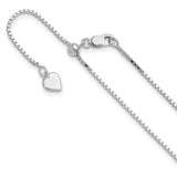 925 White Gold 1.1 mm Box Chain Necklace detail view