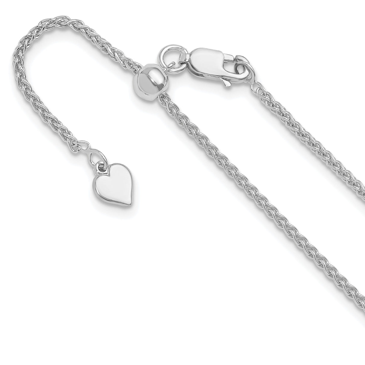 925 White Gold 1.6 mm Polished Chain Necklace detail view