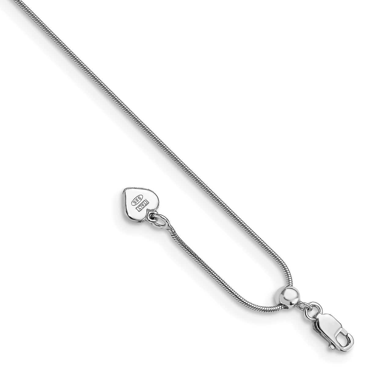 925 White Gold 0.95 mm Polished Chain Necklace detail view