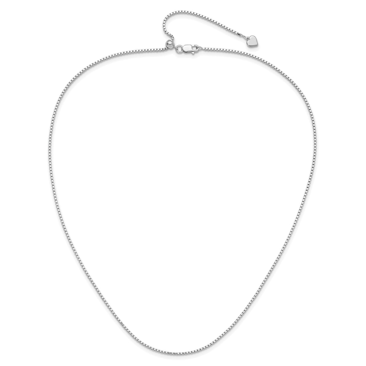 925 White Gold 1.3 mm Box Chain Necklace alternate angle