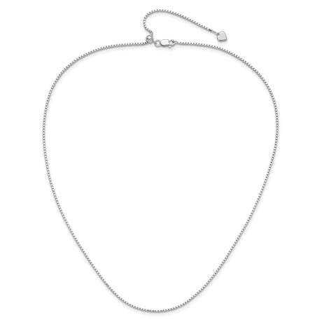 925 White Gold 1.3 mm Box Chain Necklace alternate angle