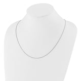 925 White Gold 1.3 mm Box Chain Necklace detail view