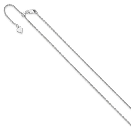 925 White Gold 1.35 mm Rope Chain Necklace, Polished