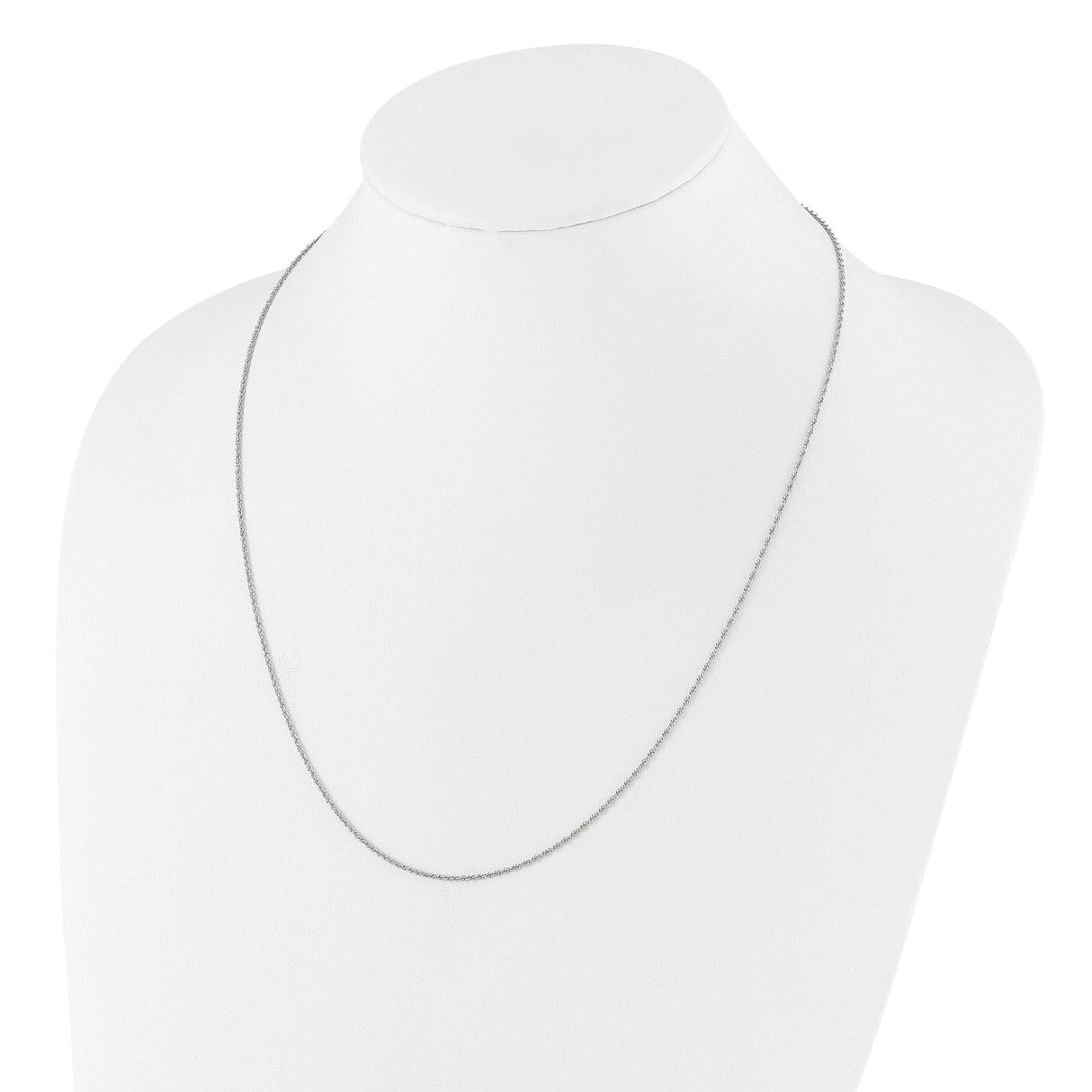925 White Gold 1.35 mm Rope Chain Necklace, Polished detail view