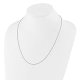 925 White Gold 1.35 mm Rope Chain Necklace, Polished detail view