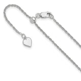 925 White Gold 1.35 mm Rope Chain Necklace, Polished detail view