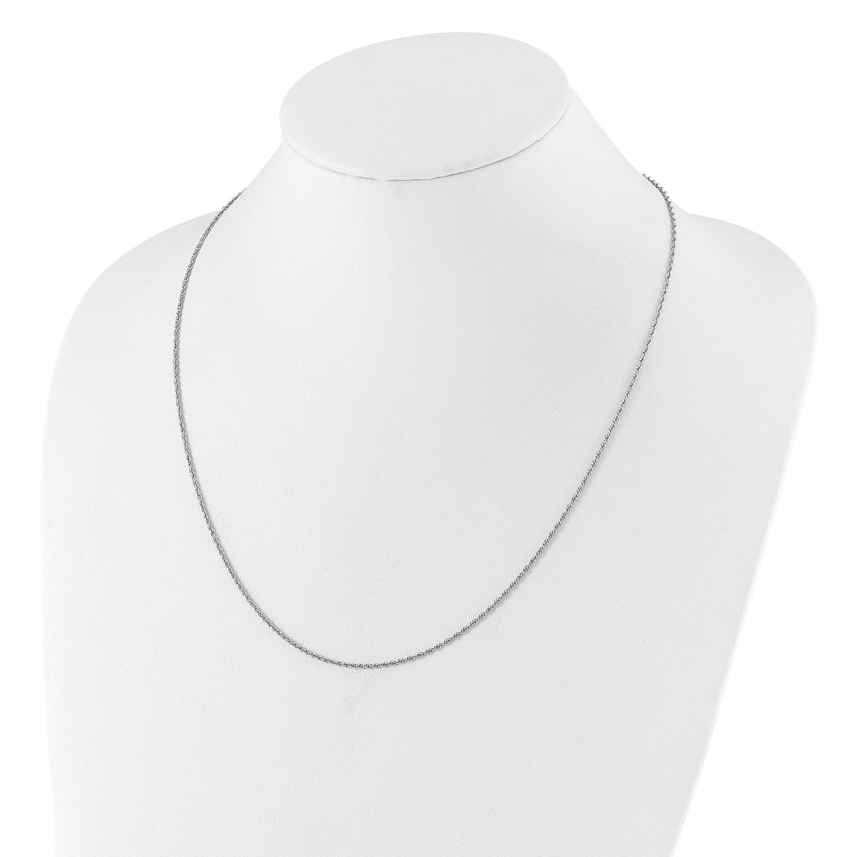 925 White Gold 1.55 mm Rope Chain Necklace, Polished detail view