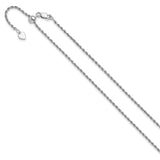 925 White Gold 2 mm Rope Chain Necklace, Polished
