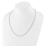 925 White Gold 2 mm Rope Chain Necklace, Polished detail view