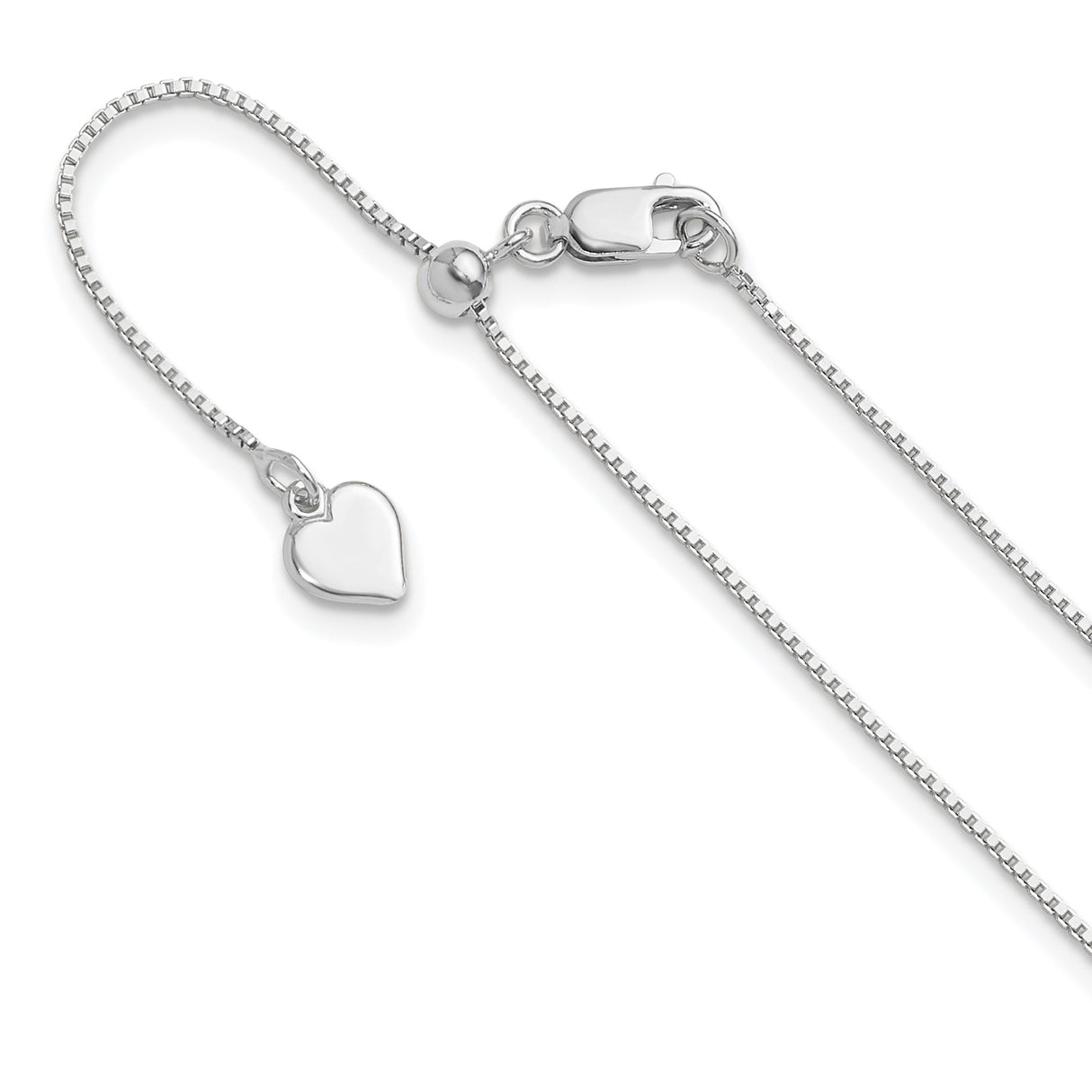 925 White Gold 0.85 mm Box Chain Necklace detail view