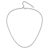 925 White Gold 2.25 mm Rope Chain Necklace, Polished alternate angle