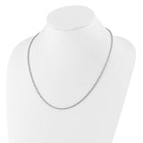 925 White Gold 2.25 mm Rope Chain Necklace, Polished detail view