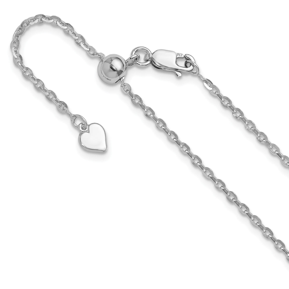 925 White Gold 2 mm Polished Chain Necklace detail view