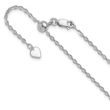 925 White Gold 2 mm Polished Chain Necklace detail view