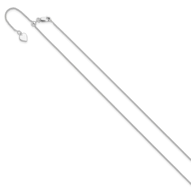 925 White Gold 1 mm Polished Chain Necklace
