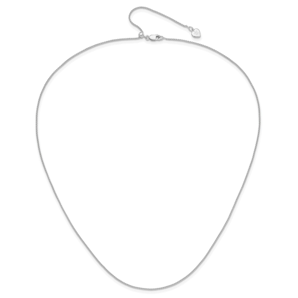925 White Gold 1 mm Polished Chain Necklace alternate angle