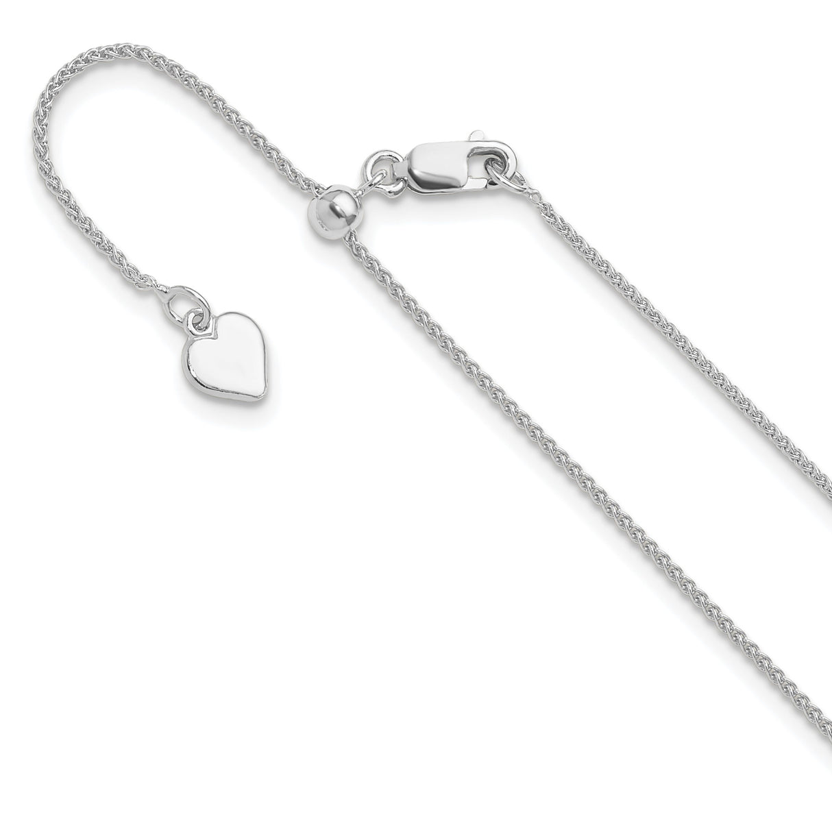 925 White Gold 1 mm Polished Chain Necklace detail view
