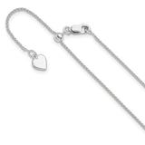 925 White Gold 1 mm Polished Chain Necklace detail view