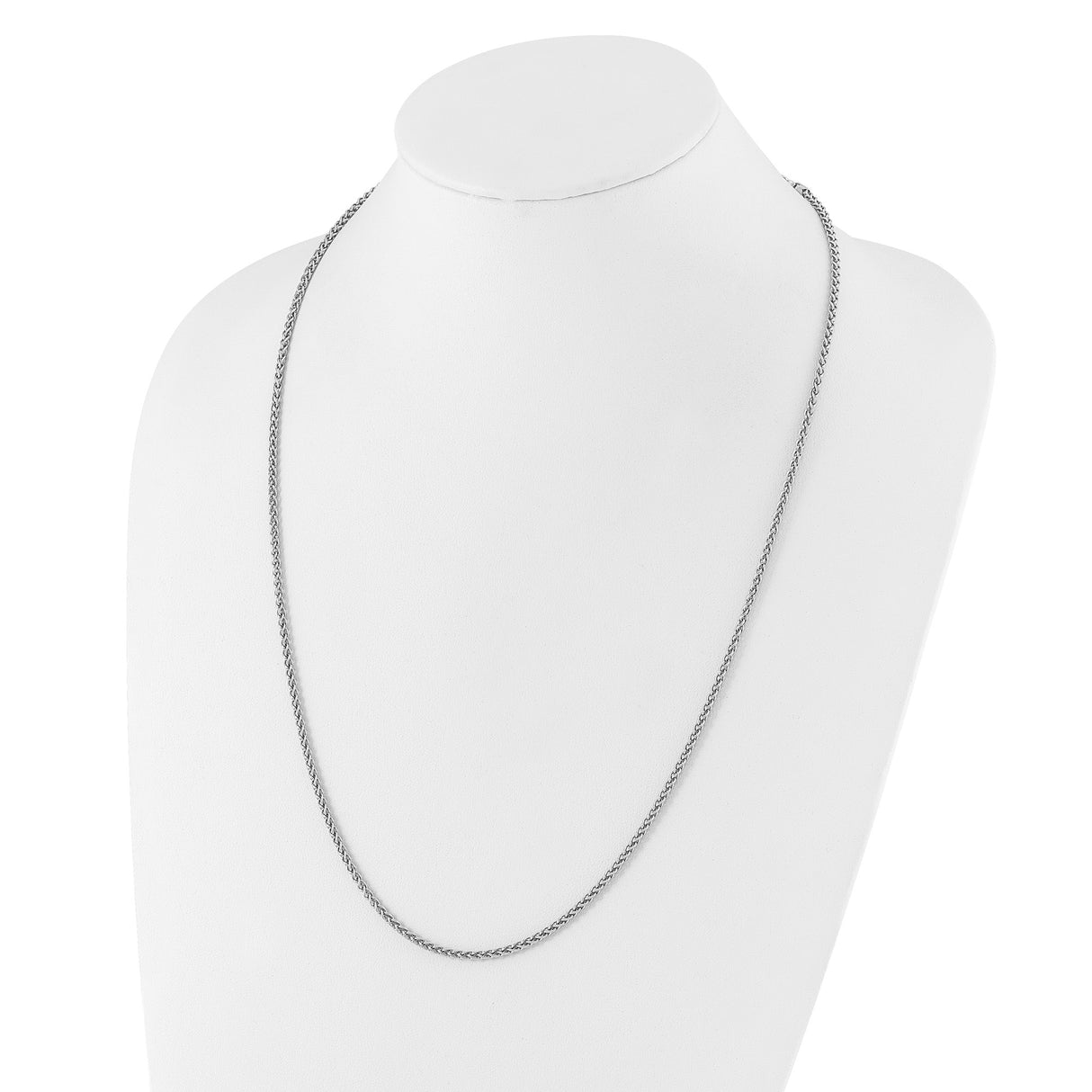 925 White Gold 2.5 mm Polished Chain Necklace detail view