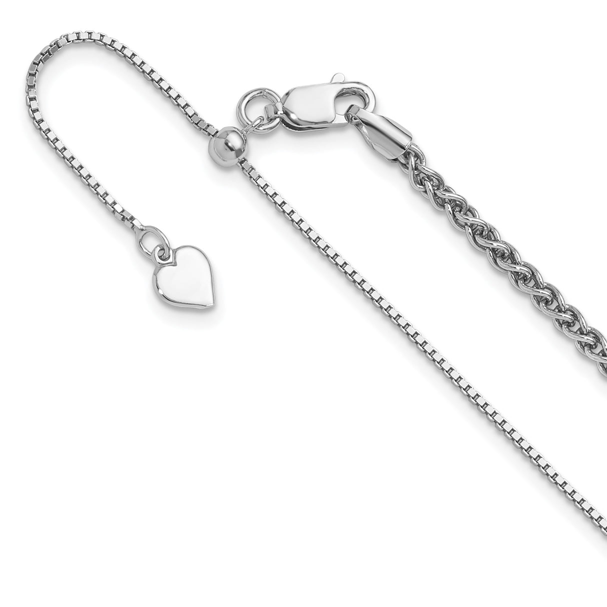 925 White Gold 2.5 mm Polished Chain Necklace detail view