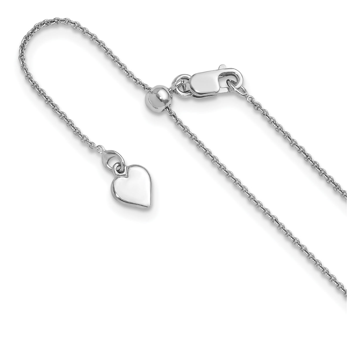 925 White Gold 0.95 mm Polished Chain Necklace detail view