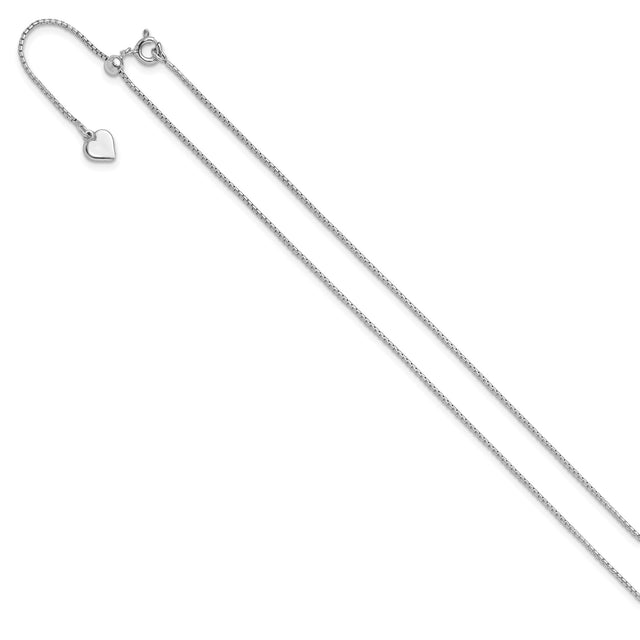 925 White Gold 0.95 mm Box Chain Necklace, Polished
