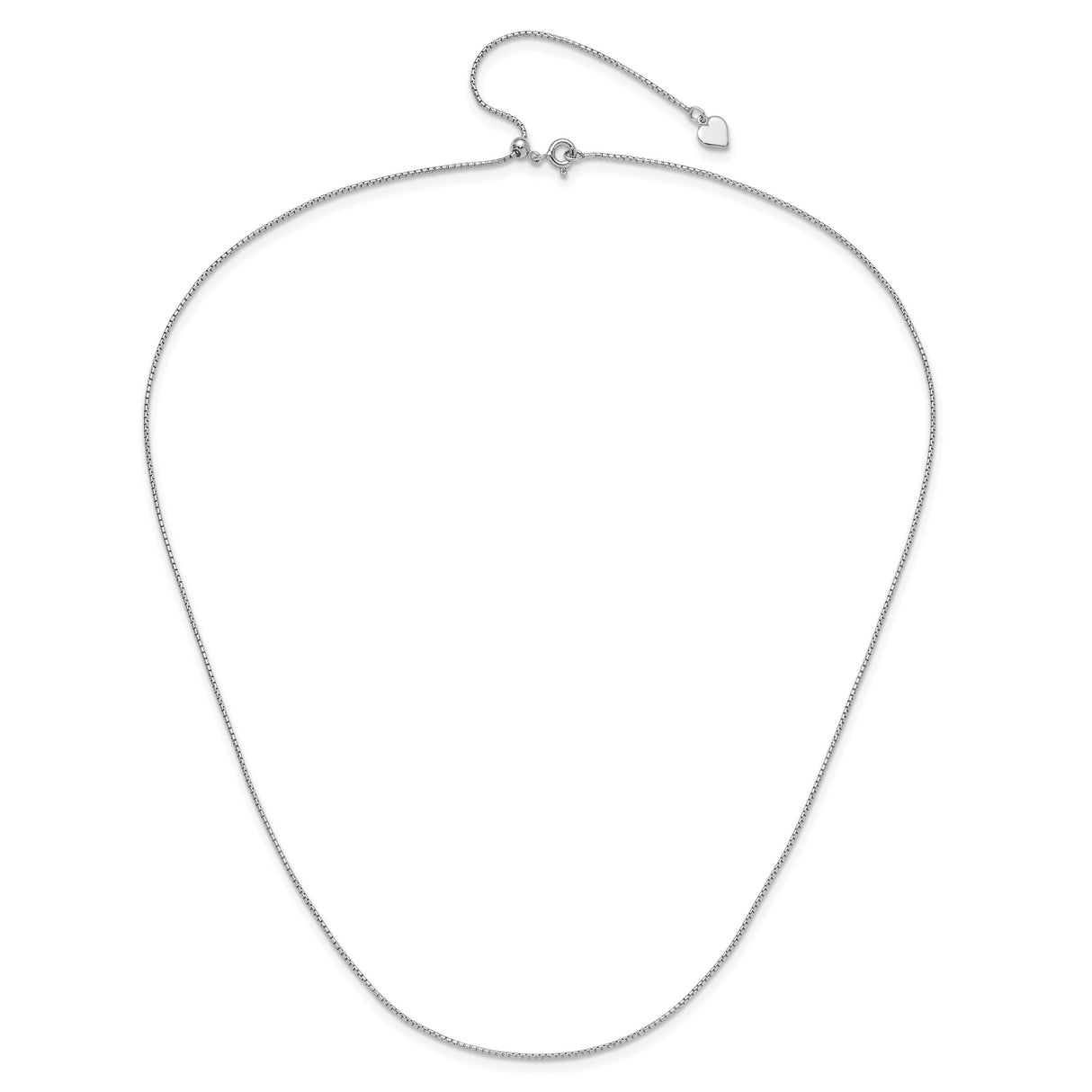 925 White Gold 0.95 mm Box Chain Necklace, Polished alternate angle