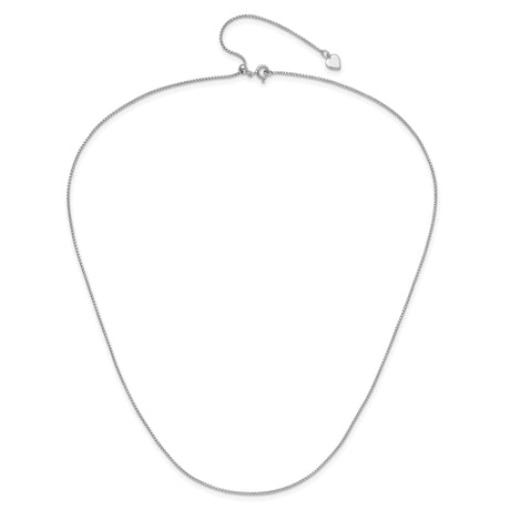925 White Gold 0.95 mm Box Chain Necklace, Polished alternate angle
