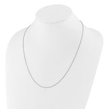 925 White Gold 0.95 mm Box Chain Necklace, Polished detail view