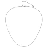 925 White Gold 0.95 mm Singapore Chain Necklace, Polished alternate angle