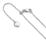 925 White Gold 0.95 mm Singapore Chain Necklace, Polished detail view