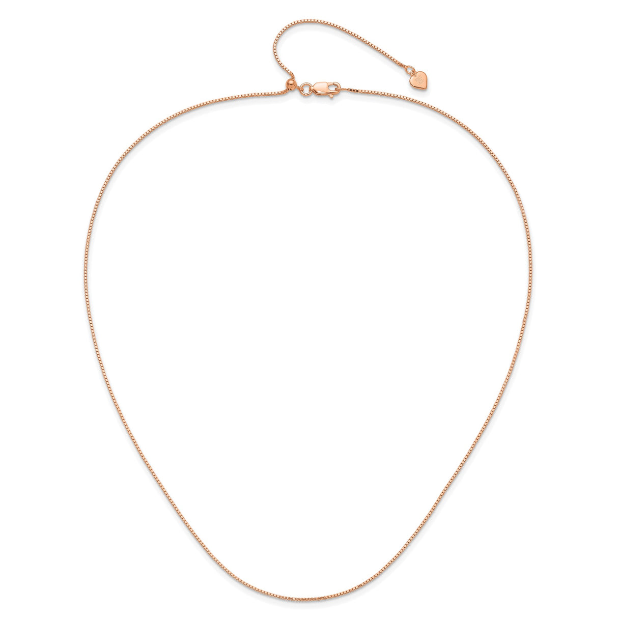925 Rose Gold 0.95 mm Box Chain Necklace alternate angle