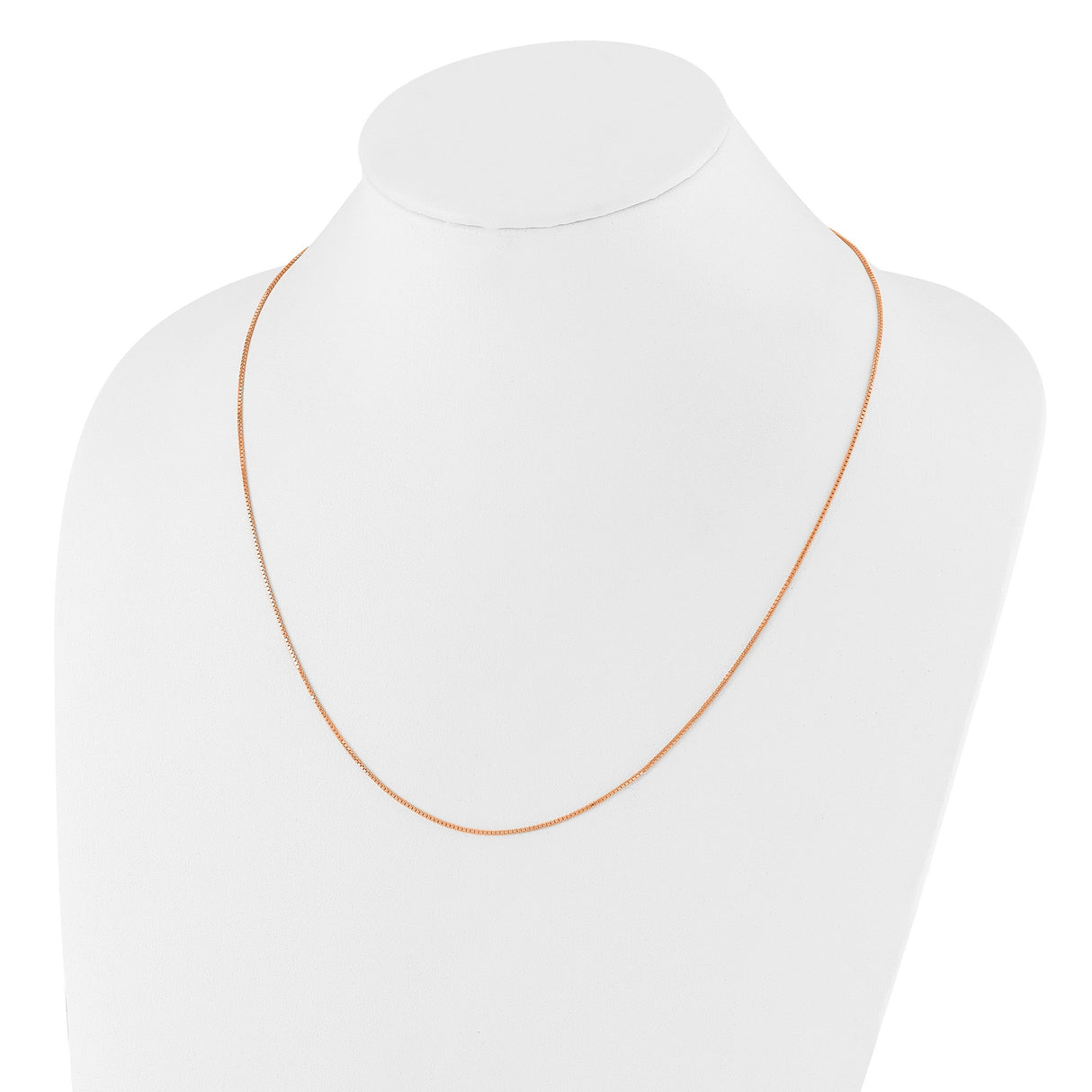 925 Rose Gold 0.95 mm Box Chain Necklace detail view
