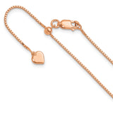 925 Rose Gold 0.95 mm Box Chain Necklace detail view