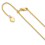 925 Yellow Gold 1 mm Polished Chain Necklace detail view