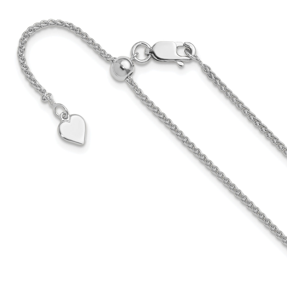 925 White Gold 1.45 mm Polished Chain Necklace detail view