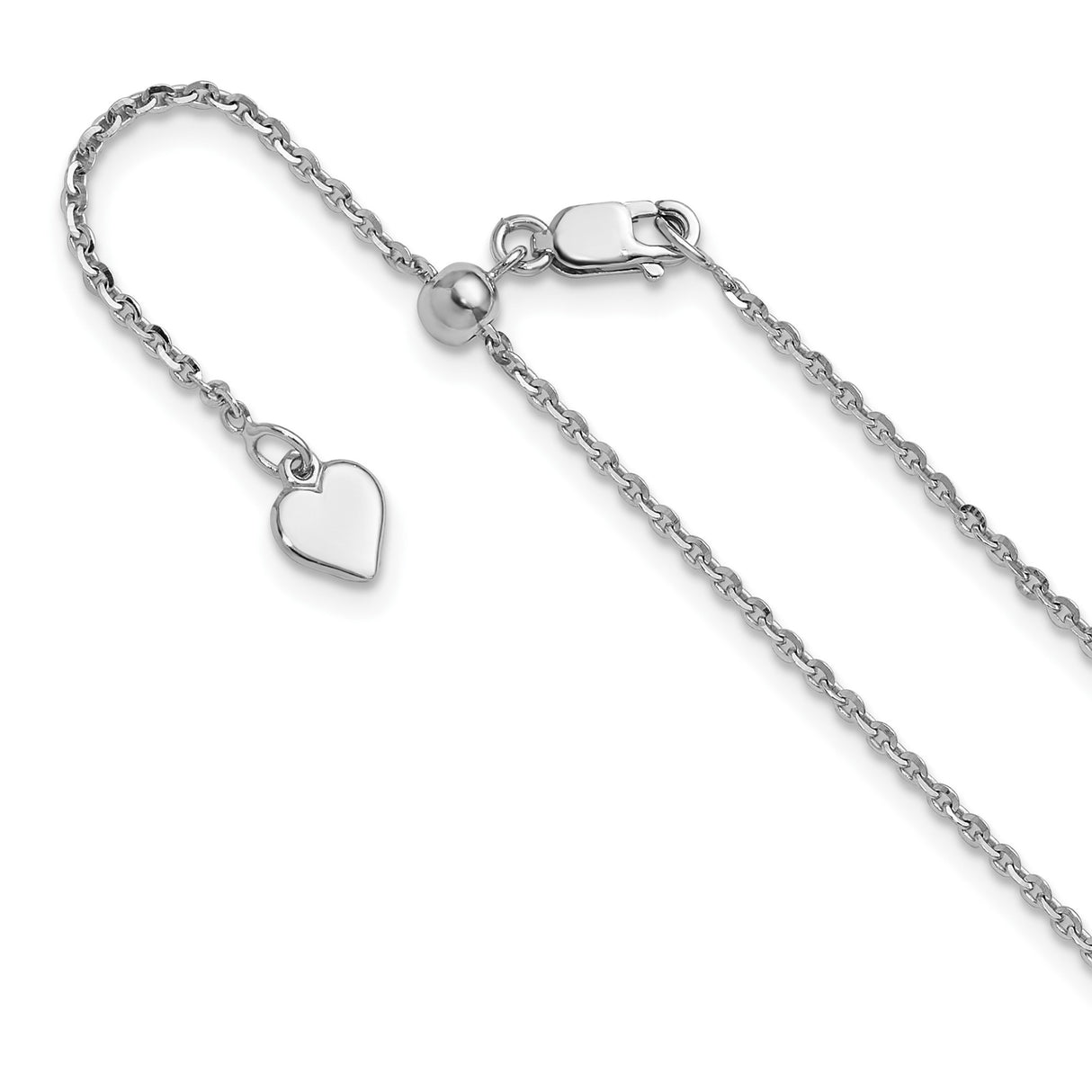 925 White Gold 1.45 mm Polished Chain Necklace detail view