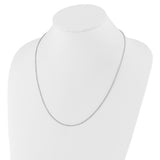 925 White Gold 1.25 mm Box Chain Necklace, Polished detail view