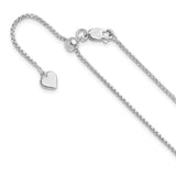 925 White Gold 1.25 mm Box Chain Necklace, Polished detail view