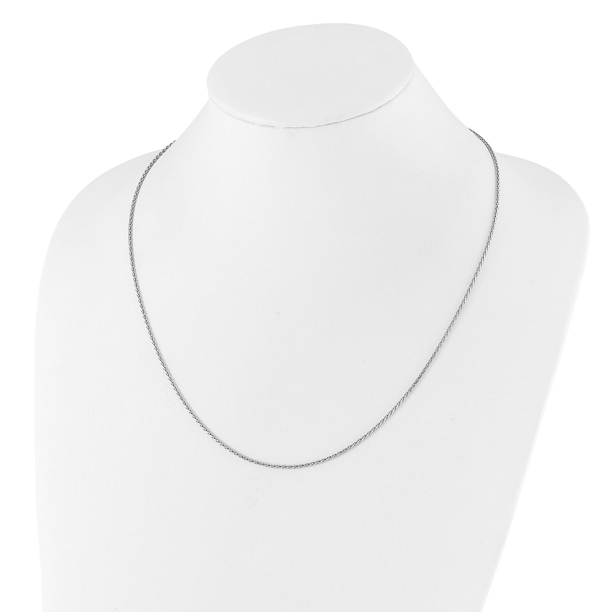 925 White Gold 1.5 mm Polished Chain Necklace detail view