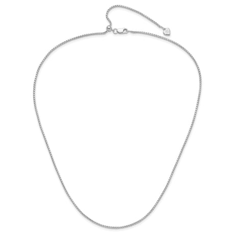 925 White Gold 1.5 mm Box Chain Necklace, Polished alternate angle