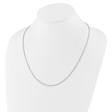 925 White Gold 1.5 mm Box Chain Necklace, Polished detail view